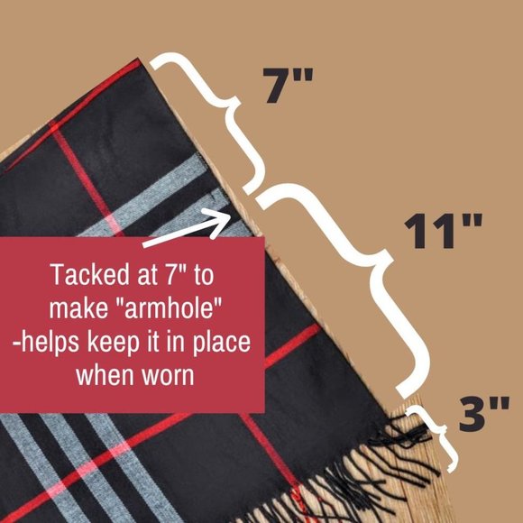 NEW Toddler Tartan Cape 2T 3T 4T Plaid poncho with Fringe, Navy - Picture 3 of 3